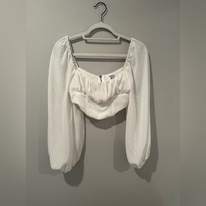 Princess Polly Long Sleeve Crop Top White